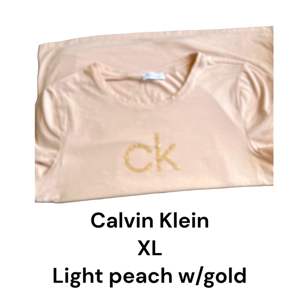 ❤️ Womens Calvin Klein short sleeve shirt with gold embellishment XL. Like new